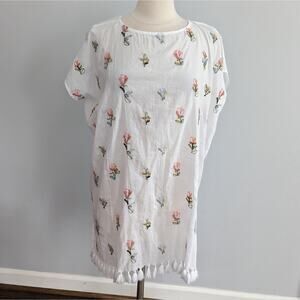 Women's Roller Rabbit Floral Coverup XL Embroidered Small Faint Spot